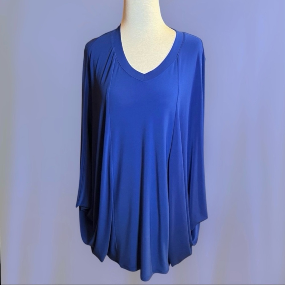 Anna Bella Women’s Asymmetrical Tunic Blouse Size M Blue